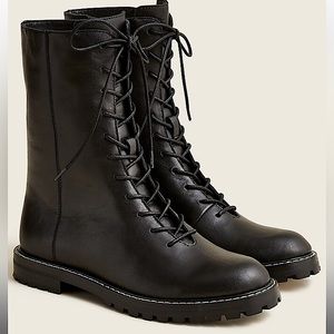 New! J. Crew Ankle Size lug-sole leather lace-up tall shaft boots size 8